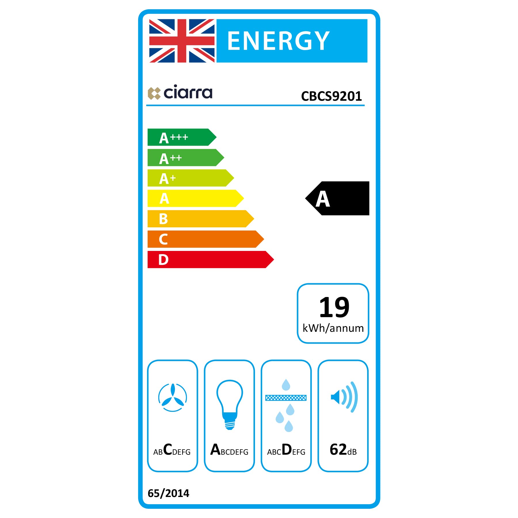 CIARRA Cappa Aspirante 90 cm Classe A 370 m³/h CAS9201A, Cappa Cucina Nero con 3 Velocità, Luce LED, Ricircolo e Scarico, Cappa a Parete Silenziosa Moderna per Cucina,Acciaio Inox