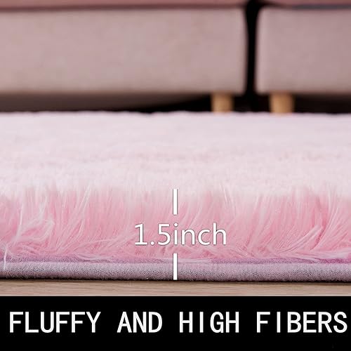 Miniatura 8 de Alfombras de 4x6pies, de color negro, mullidas, peludas y afelpadas para dormitorio, sala de estar, habitación de adolescentes, habitación de bebé y