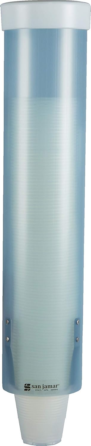 San Jamar Plastic Pull-Type Water Cup Dispenser, 16 Inches, Blue