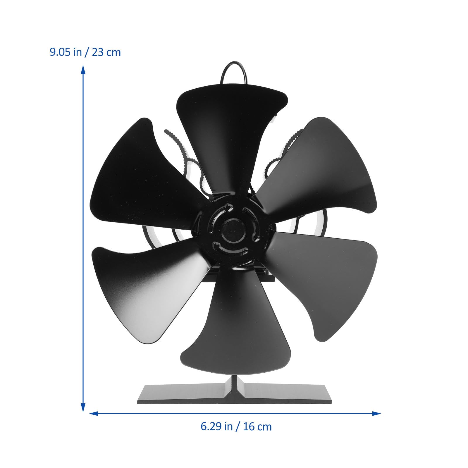 BESTYASH Ventilatore Termico per Stufa a Legna 6 Pale Nero Alluminio | Stufa Termoventilatore senza Elettricità, Ventilatore per Stufa Legna, Atmosfera Estiva