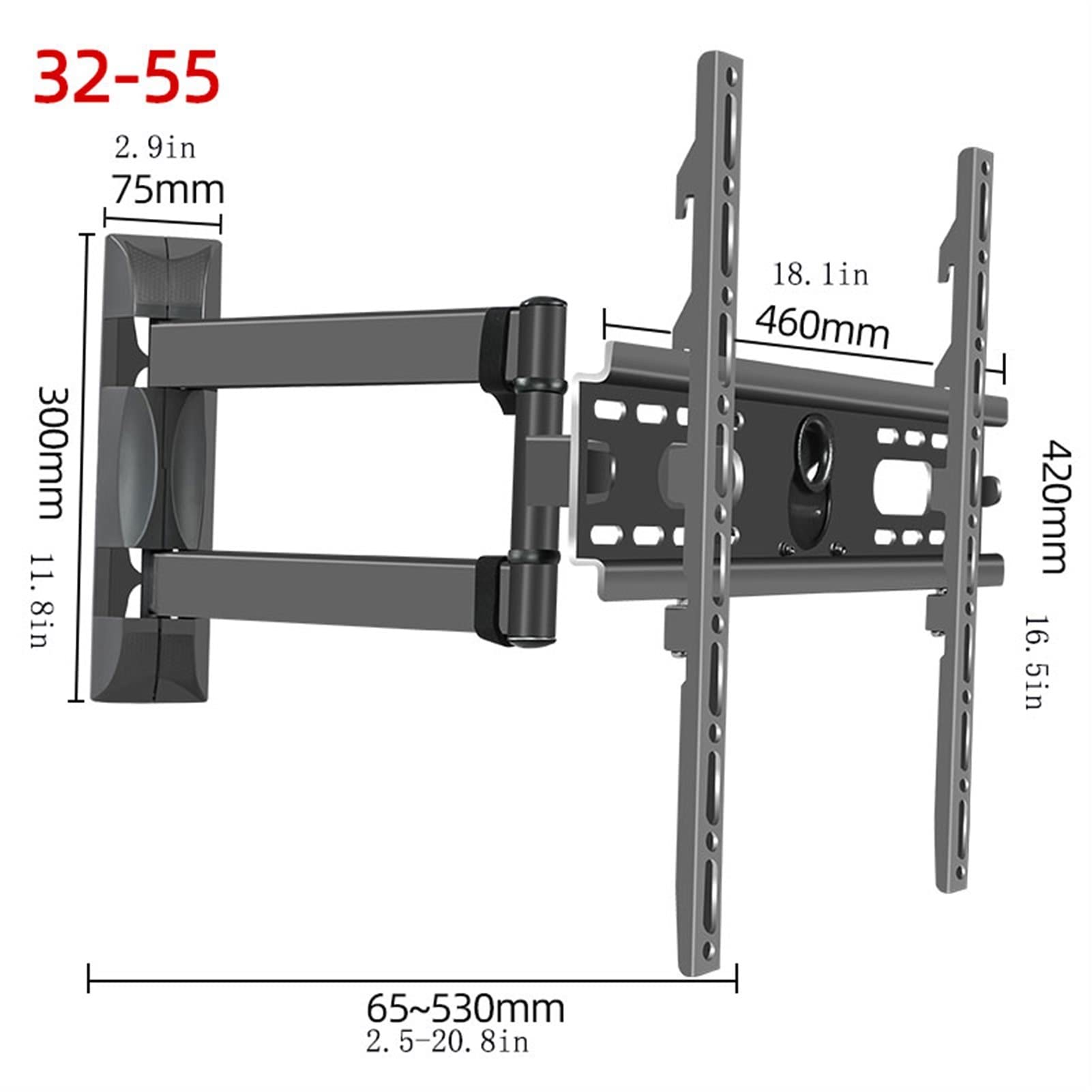 Base de Soporte para TV Ajustable, Soporte de Pared, Estante de Montaje para TV para televisores de 3255 Pulgadas, Soporte Giratorio Plegable para Pantalla LCD para el hogar, Sala de Estar y Oficina,