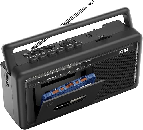 Miniatura 9 de KLIM Reproductor de casetes portátil y grabadora de cinta, Boombox con radio AM/FM, USB, Bluetooth, altavoz y conector para auriculares, funciona