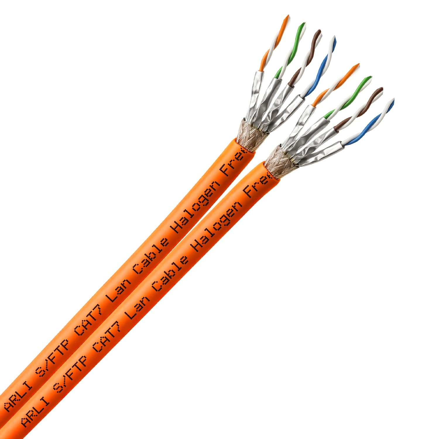 ARLI Cavo di rete CAT 7 da 100 m duplex + 10 connettori di rete RJ45 CAT8.1 senza attrezzi, senza attrezzi, cavo LAN, senza alogeno, cavo di installazione cat7 Twin cavo di rete schermato
