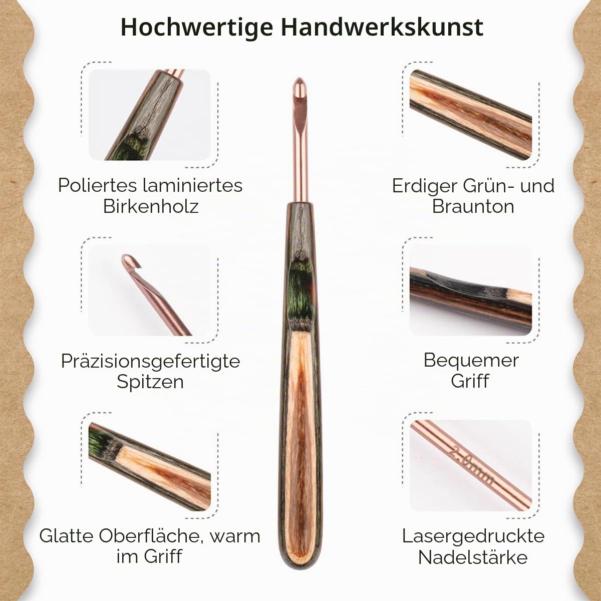Knitter's Pride Terra Deluxe Häkelnadelset 2,00-6,00 mm Holz 1 Set