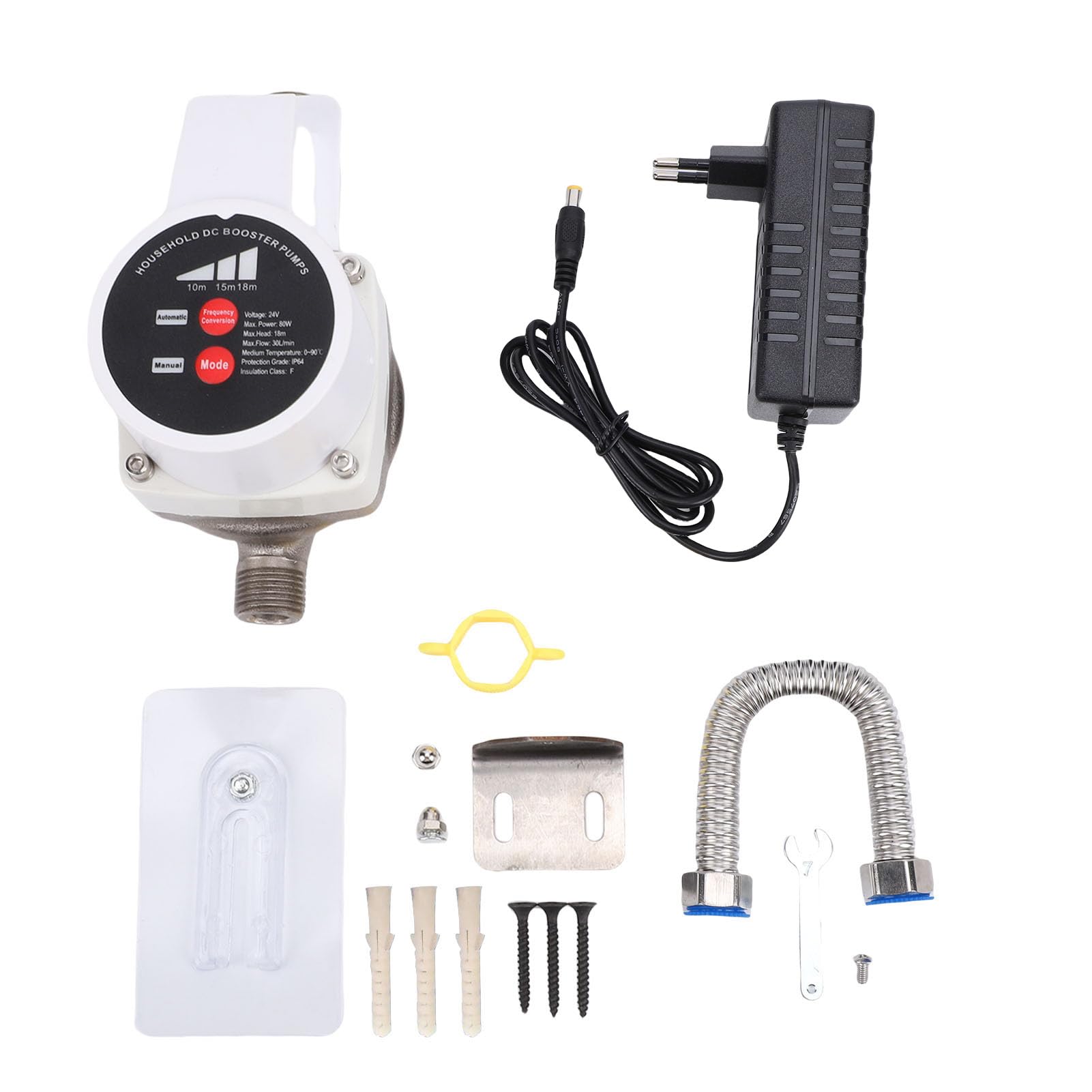 Cocoarm Intelligente Dusch-Booster-Pumpe, Gusseisen-Edelstahl-Wasserdruck-Booster-Pumpe, 80 W, 475,5 GPH, 3 Gänge, Automatische Erkennung, für Badezimmer, Küche, Dusche, Warmwasser-Bewässerung