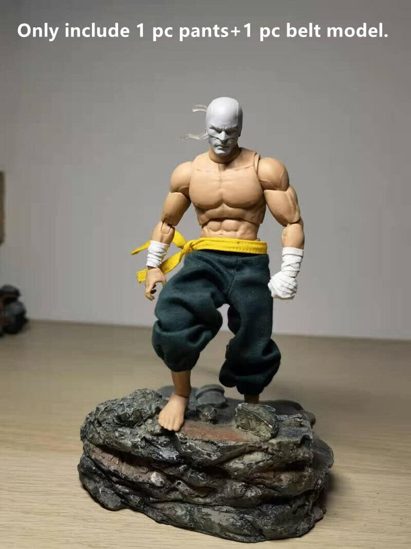 1/12 Scale Clothes Green Training Pants+yellow Belt Model for 6"figure image 5