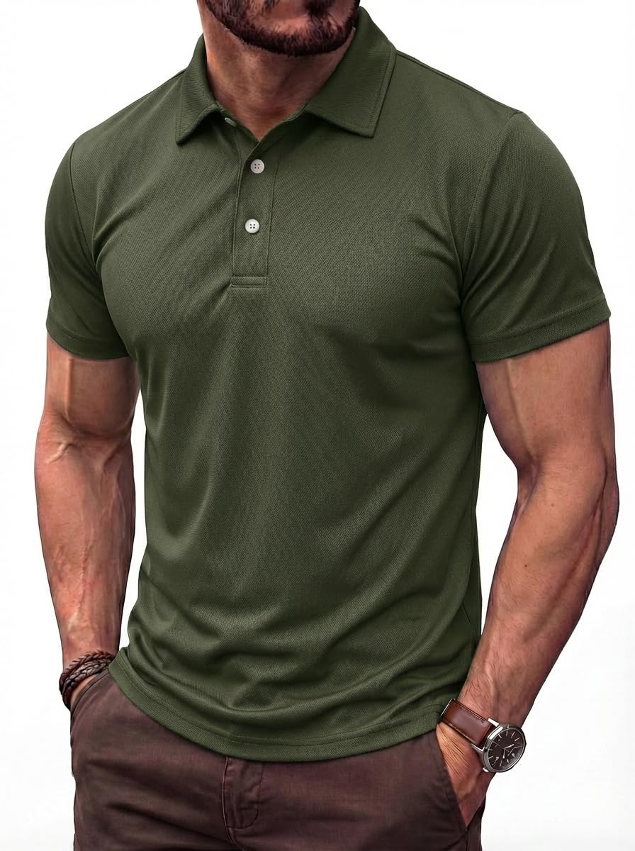 TACVASEN Poloshirt Herren Kurzarm Sommer Polo Shirt Männer Golf Polohemd Atmungsaktiv Funktionsshirt Basic Sport Shirt