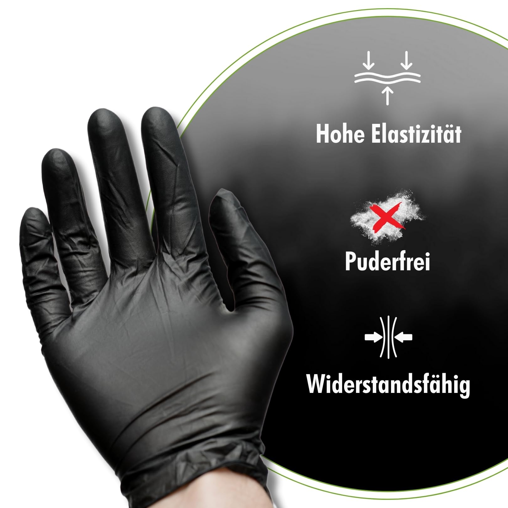 believa Tattoo Latex Einweghandschuhe Schwarz, 1000er Box (10 x 100 Stück) Puderfrei in S