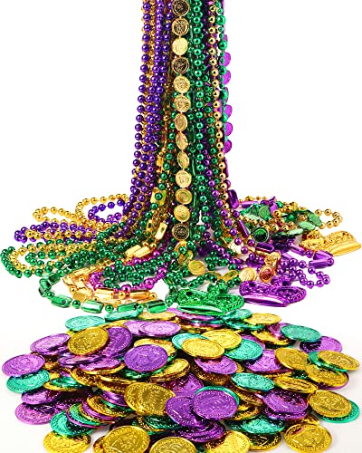Décorations de Mardi Gras Sratte avec 200 pièces dorées et 24 colliers pour bal masqué