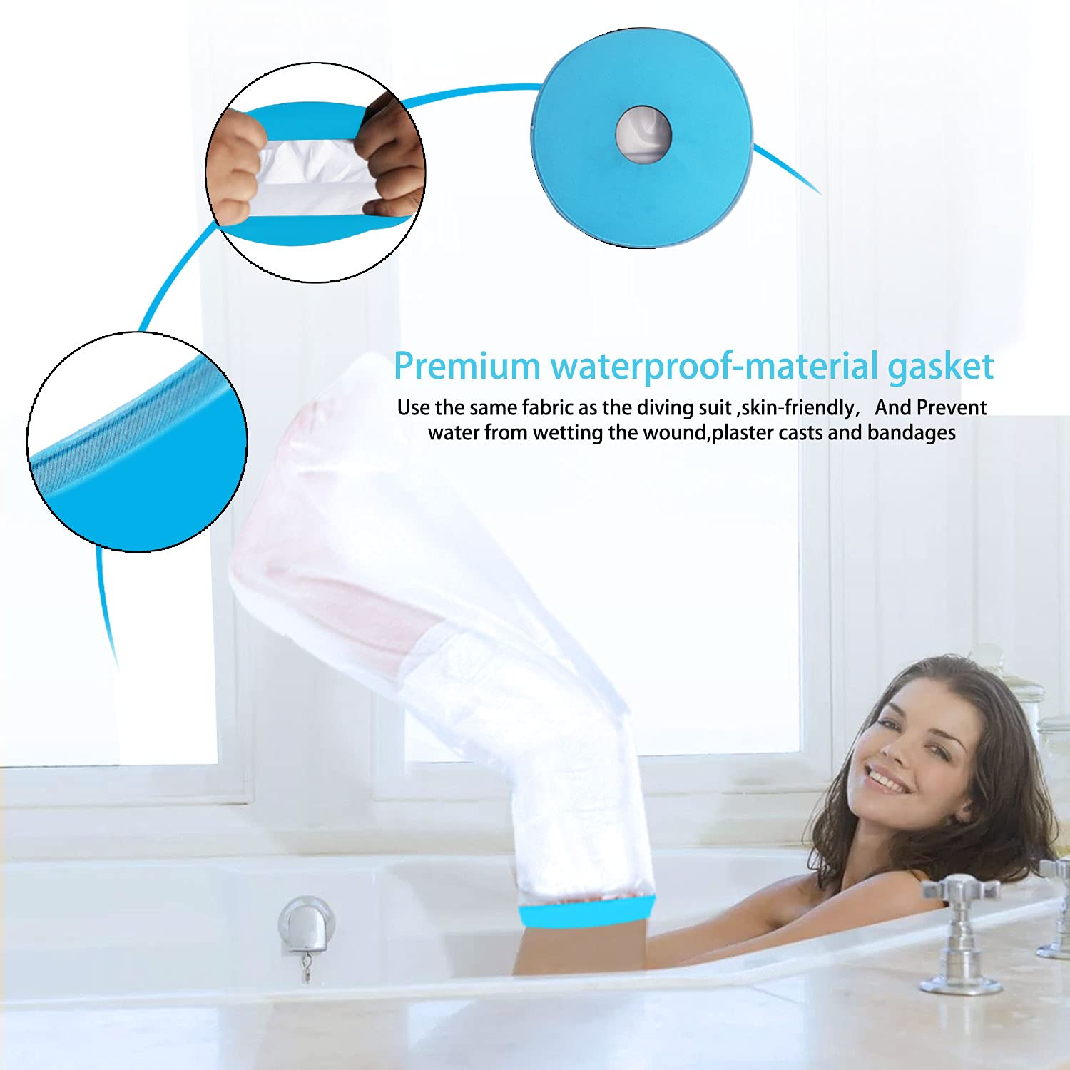 Waterproof Cast Cover for Showering Adult Full Leg, Upgraded Waterproof