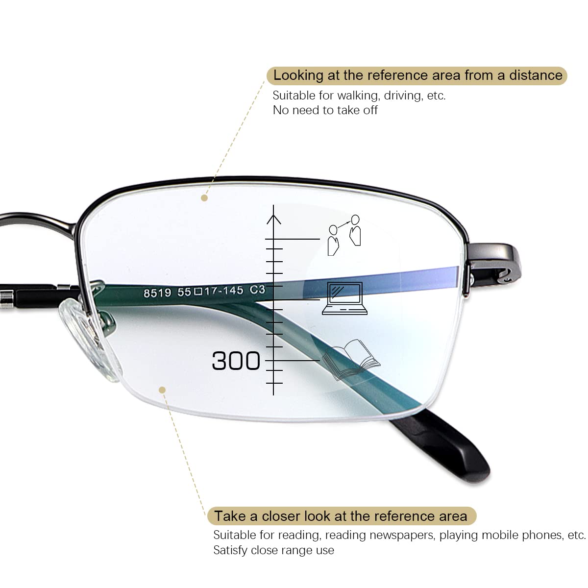 LJIMI Occhiali da lettura per uomo e donna Occhiali per computer che bloccano la luce blu Lettori solari anti abbagliamento UV Protezione Clip per occhiali da sole polarizzati con 2 magneti 2 in 1