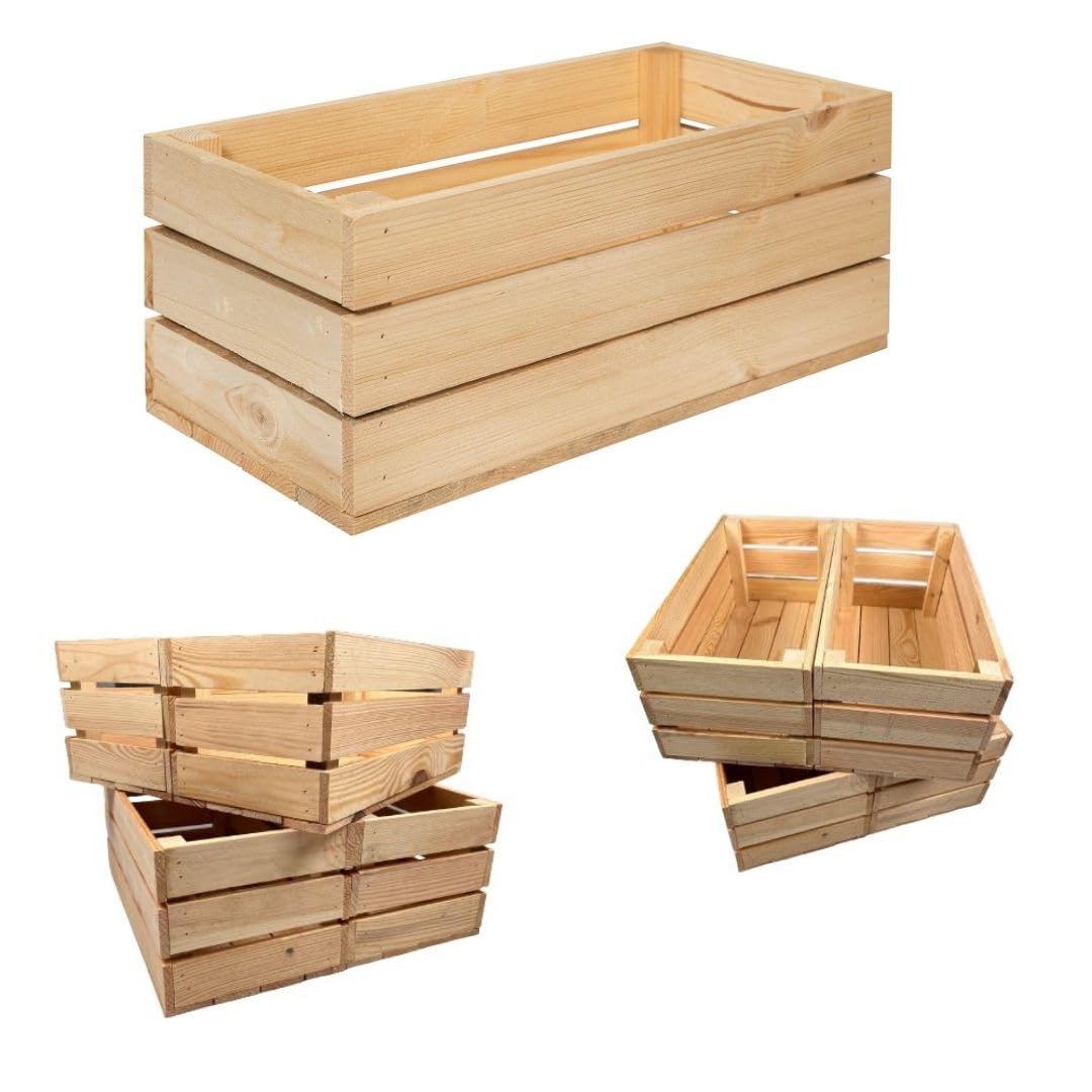 Scatola rettangolare in legno – Scatola decorativa in legno – Set da 2 vasi per piante, fioriere e scatola portaoggetti - 40x20x17 cm - Ideale per decorazione, fiori e organizzazione