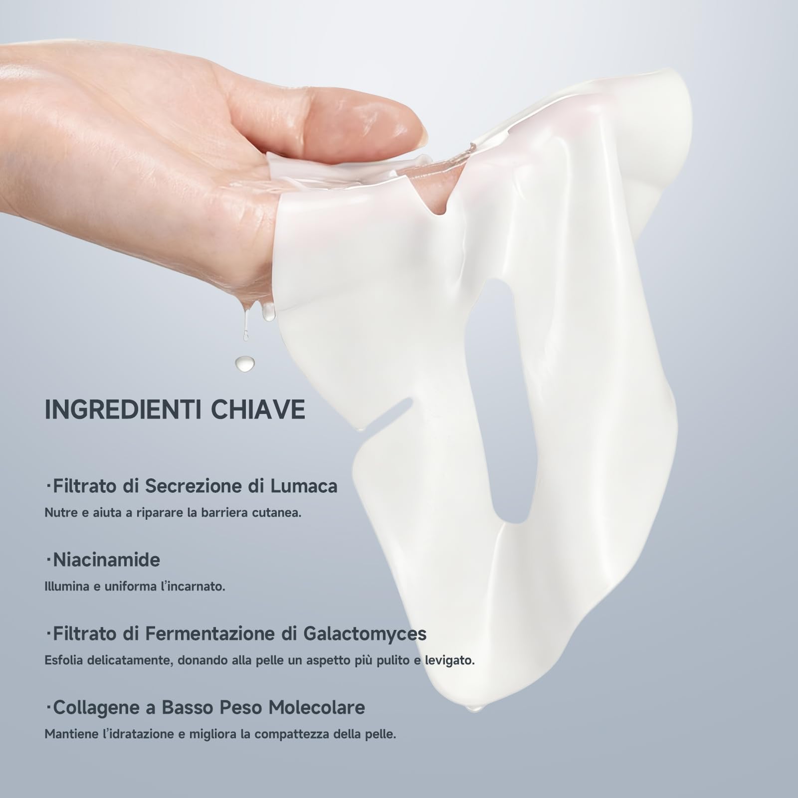Bagavs Maschera Viso Bio-Collagene e Bava di Lumaca, Maschera Illuminante Idratante Lenitiva e Nutriente per Pelle Luminosa, Confezione da 4 - 4