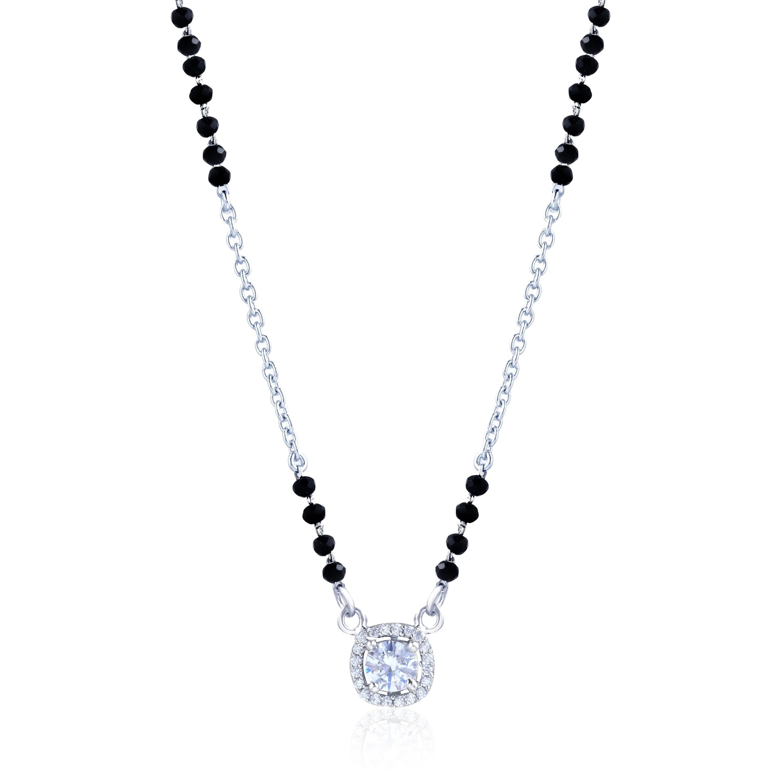 NEMICHAND JEWELS Womens Sterling Silver Round Cz Mangalsutra Bead Necklace With Certificate Of Authenticity And 925 Stamp (B0CTFJKQP7) Amazon Price History, Amazon Price Tracker