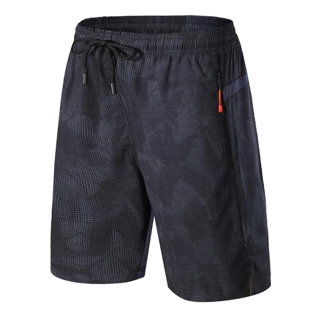 REHJJDFD Men Sport Shorts Casual Workout Shorts Beach Print Fitness Sweatpants Short blackgray9 M