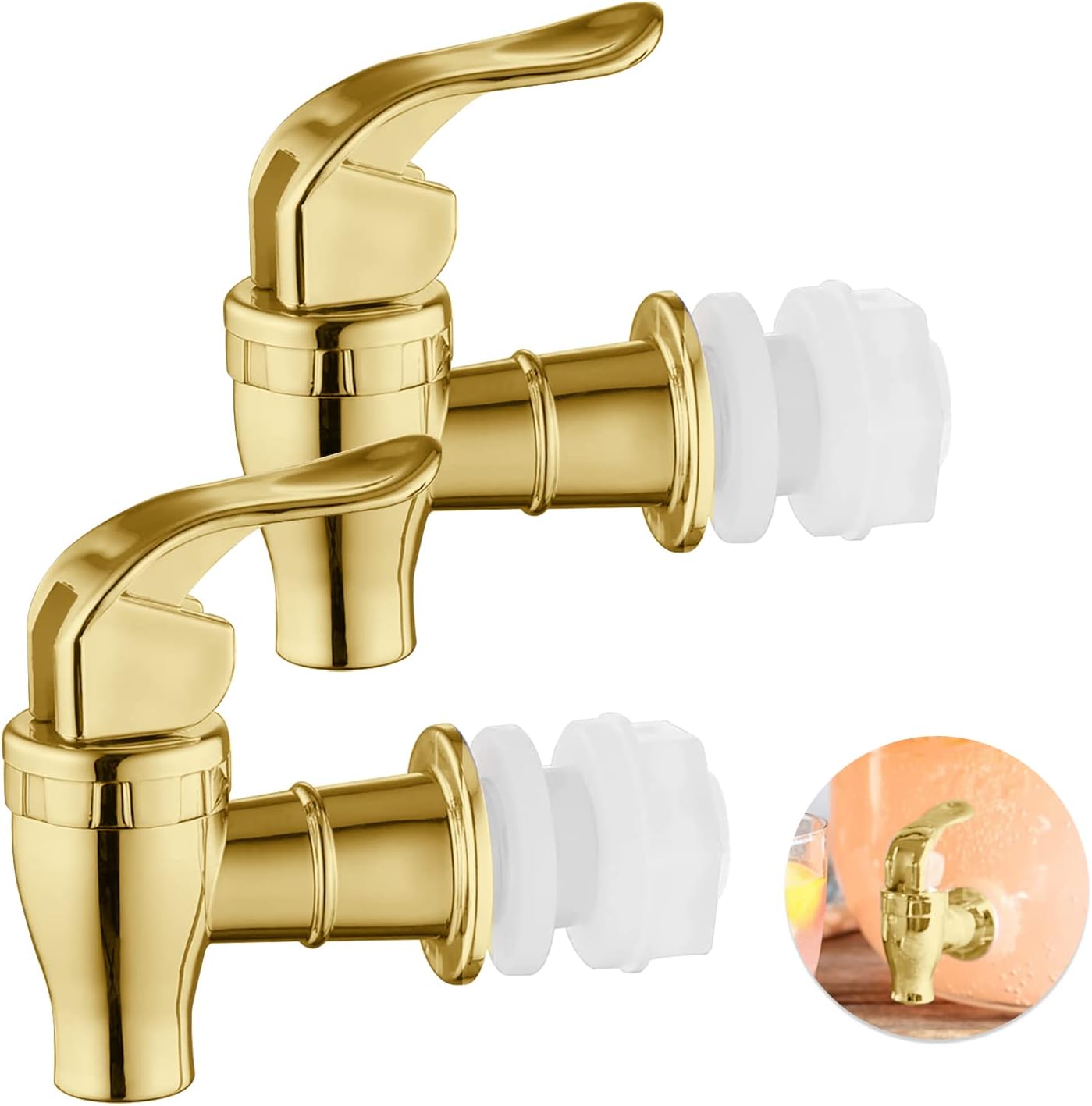 Spigot for Beverage Dispenser, 2 Pack Gold Spout for Drink