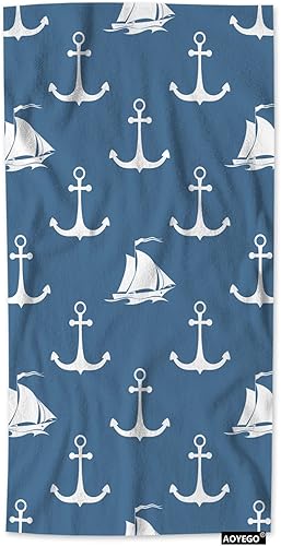 AOYEGO Anchors - Toalla de baño náutica océano marítimo, velero, barco, playa, toallas de baño de microfibra suave, para yoga, golf, natación,