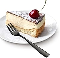 Vista 5 de Teyyvn Tenedor de postre de 16 piezas, tenedor de 3 dientes de acero inoxidable, tenedores para aperitivos, negro