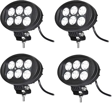 Raycharm 4x6 inch Oval Offroad LED Work Light for John Deere Tractor, UTV & ATV, 6000K Cool-White, Long Range Focused Spot Beam, IP68 Waterproof, 12V/24V 60W 6000 Lumens per Light, 4-Pack
