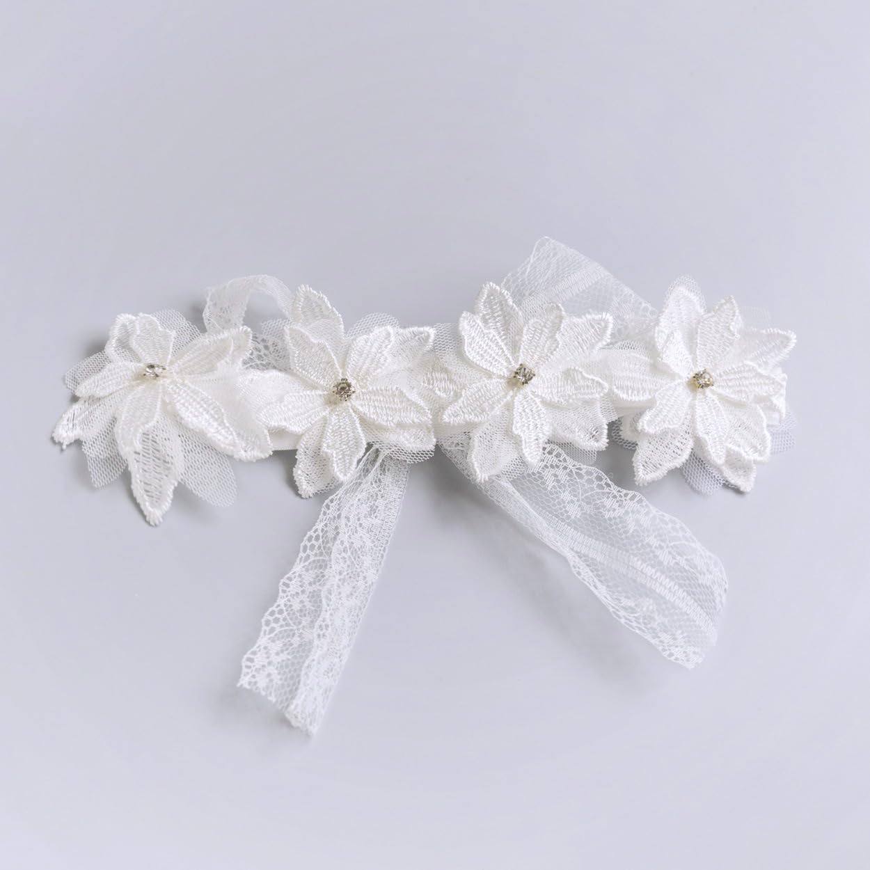 1 Piece Baby Hair Band Girls Lace Rhinestones Flowers Hair Band Headbands Headband Baby Hair Accessories Headdress for Party Wedding Christening Family Photo Photography - Image 3
