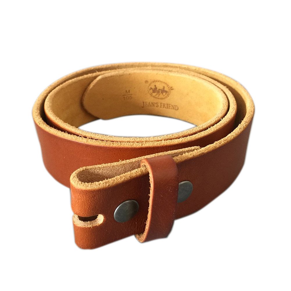 JEAN'S FRIEND Yellow Brown Color Western Cowboy Vintage Snap On Leather Belt Gurtel (S 37 inches 95 cm)