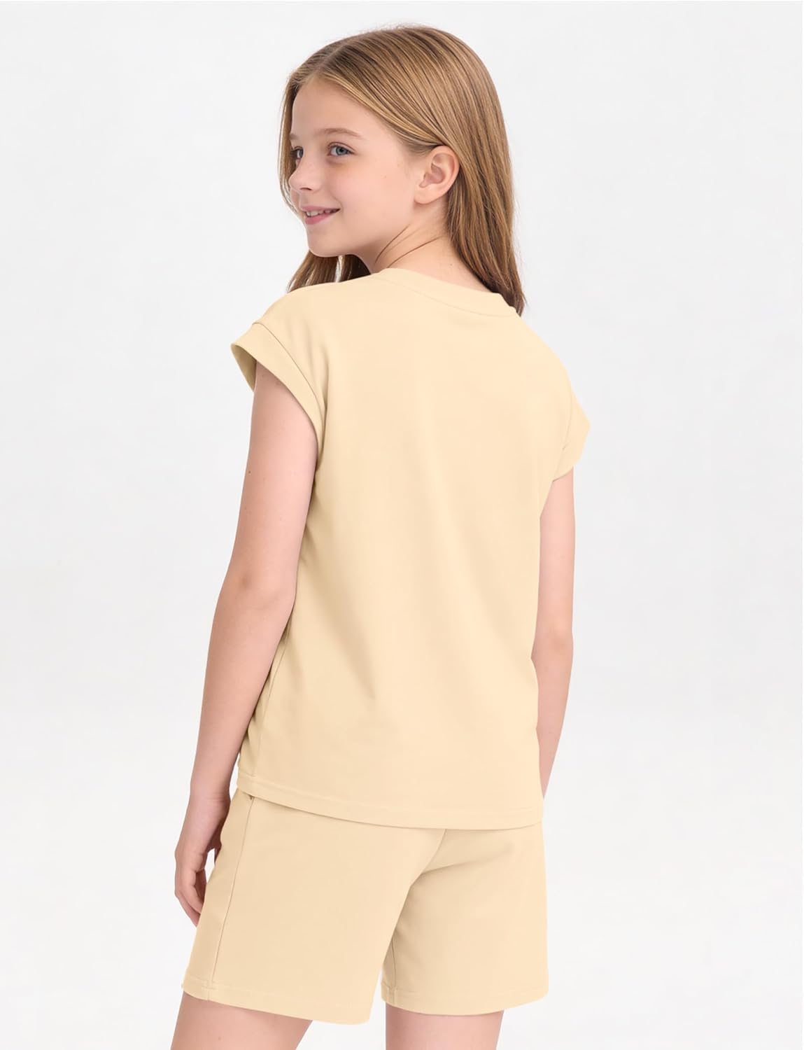 Girls 2 Piece Summer Outfits Cap Sleeve T Shirt and Drawstring Shorts Lounge Sets for Girls 5-14 Years - Image 3