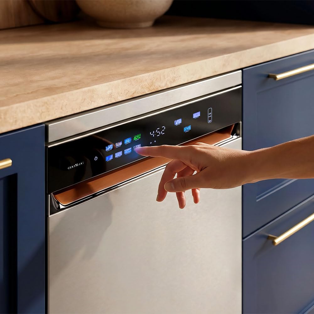 Cecotec Geschirrspüler Bolero Aguazero 6900 Edelstahl. 60 Cm Spülmaschine, 15 Maßgedecke, 8 Programme, Energieeffizienzklasse A, Dual Zone Wash, Inverter Plus Motor, UV Hygiene, Leiser Betrieb