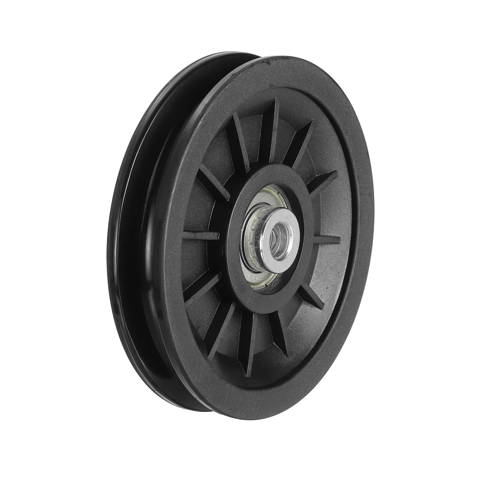 YELARXI 110mm / 4.33" Nylon Bearing Gym Pulley Wheel, Gym Cable Pulley Wheel Fitness Equipment Accessories Steel Shaft & Black-Fitting for (Cable Machine/Garage Door/Home Exercise)