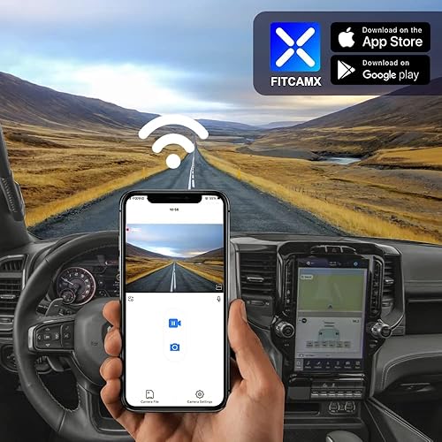 Miniatura 6 de Fitcamx Cámara de tablero 4K adecuada para RAM 1500 TRX Classic 2019 2020 2021 2022 2023 Rebel Big Horn Laramie Tradesman (Modelo B), aspecto OEM,