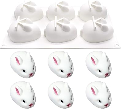 Silicone Bunny Mold- Easter Silicone Molds for Chocolate, Cakes & Candy Mold- 3D Hollow Chocolate Mold-Rabbit Baking Mold Includes Recipes for Hot Cocoa Bombs & Chocolate Bunnies for Easter Basket