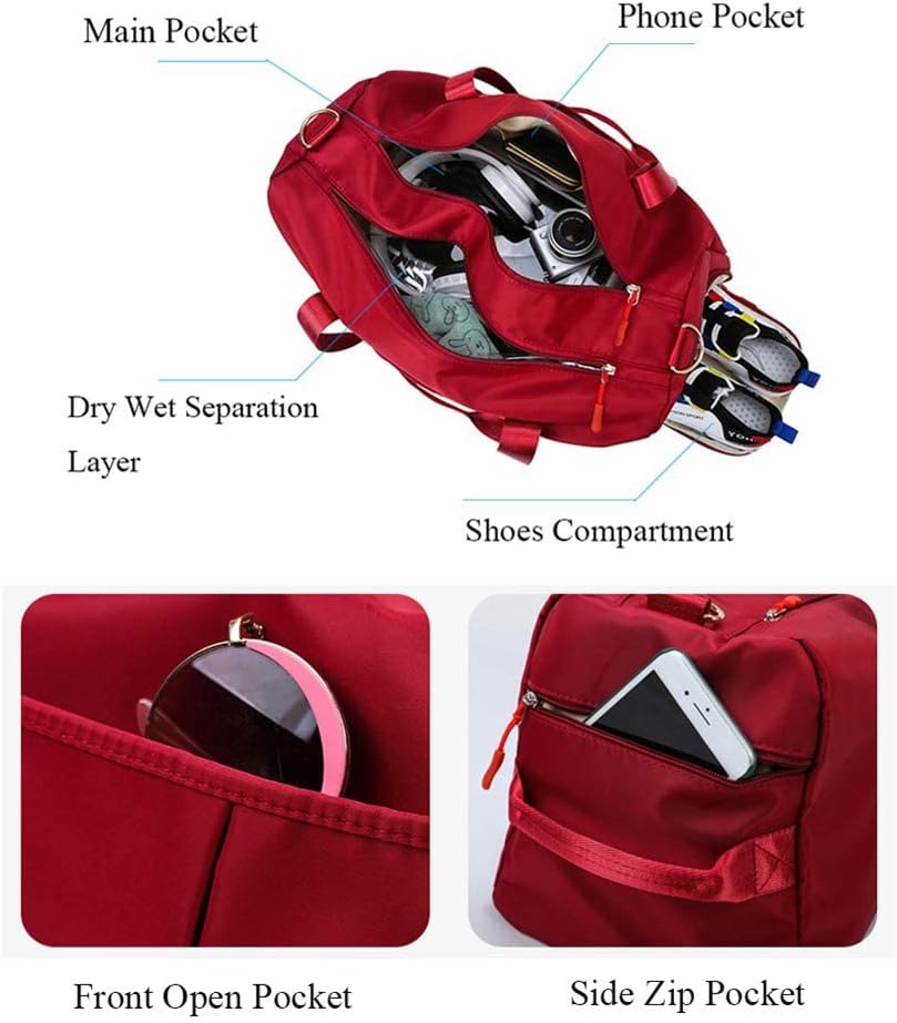 KARRESLY Sports Gym Bag for Women Travel Duffel Bag with Wet Pocket and Shoes Compartment for Training Swim Yoga(Orange) - Image 5