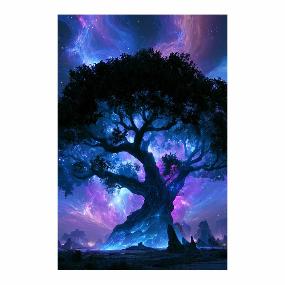 HOQIU Tree Wall Art Whitese Rays World Tree artwork, home canvas prints, for Bathroom Living Room Bedroom(Multicolor)-80x120cm Unframed