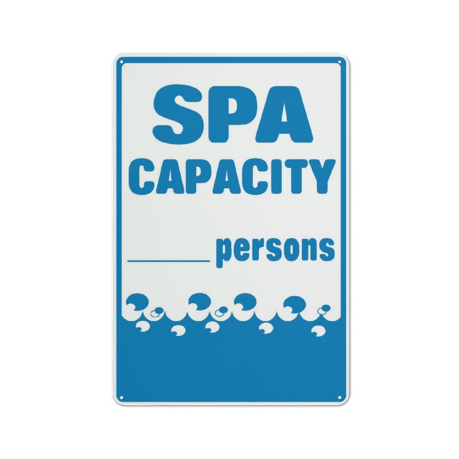 Peiyeety A07 Spa Capacity Sign For Business 12X16 Inches Rust Free Aluminum Uv Printed,4 Pre-Drilled Holes.durable/Weatherproof