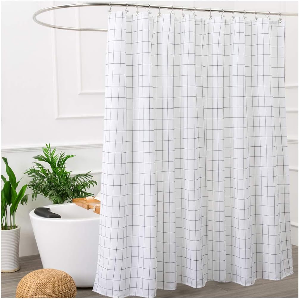Aimjerry Mold Resistant Fabric Shower Curtain for Bathroom Black and White 180 x 180 cm