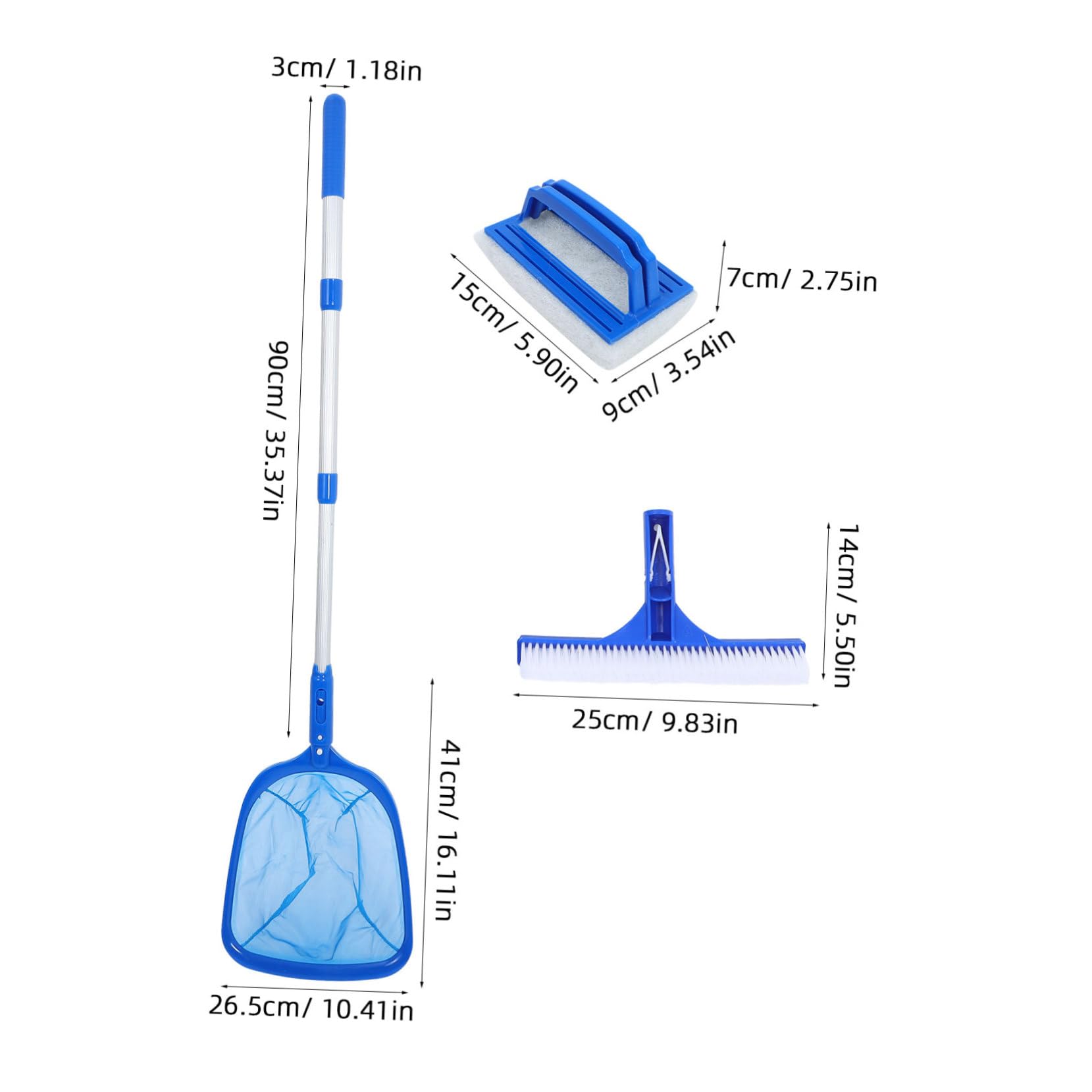 Abaodam Pool Brush Skimmer Kit Net Brush Head Telescopic Pole Leaf Skimmer for Inflatable Pool