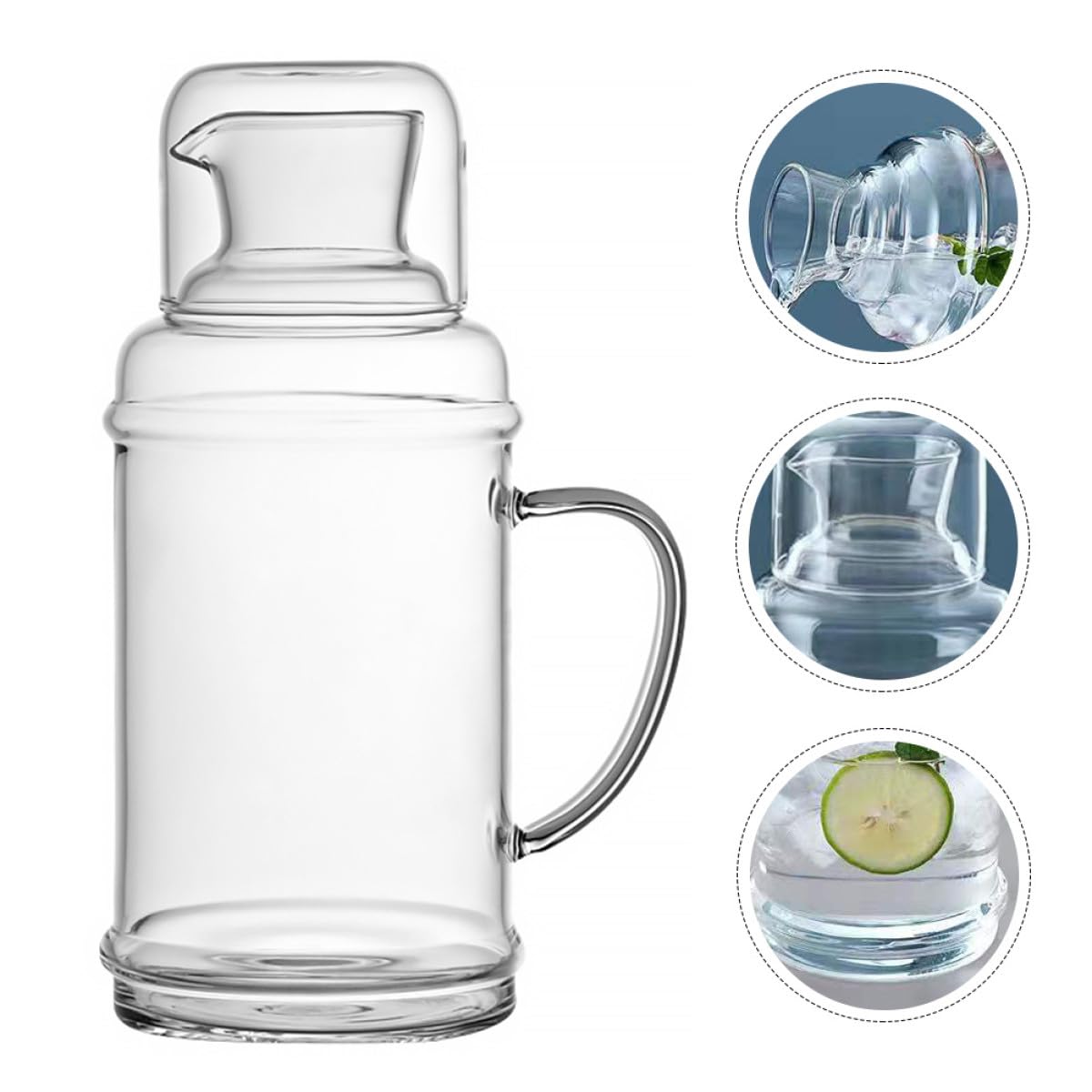 Healifty Hitzebeständiger Glaskrug Ml aus Borosilikatglas mit Deckel und Großem Griff für Wasser Tee und Saft Transparenter Haushaltswasserkrug für Kalte und Heiße Getränke