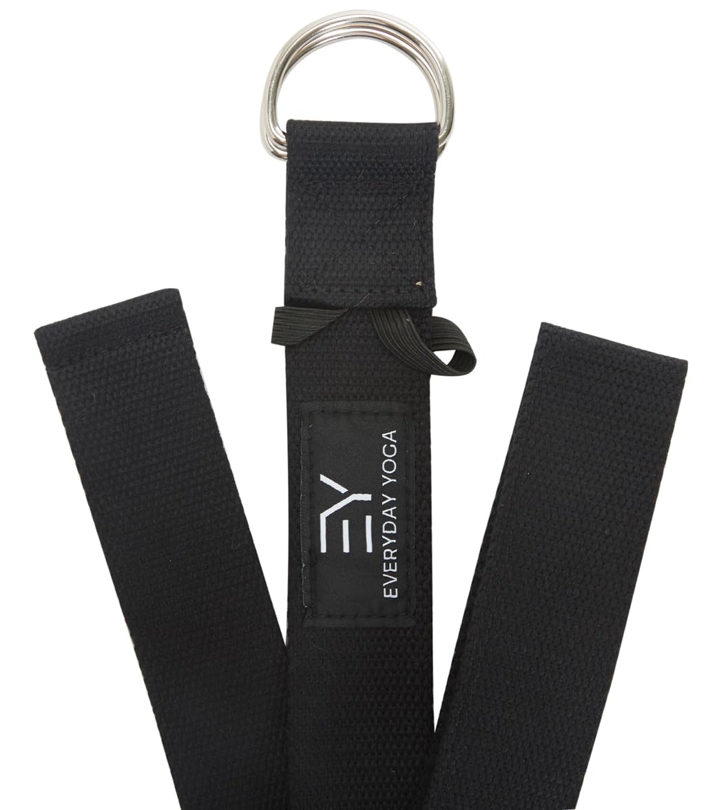 Everyday Yoga Super Strong Strap with Metal D-ring Buckle - Improve Flexibility, Stretching, and Physical Therapy Fitness. - Black