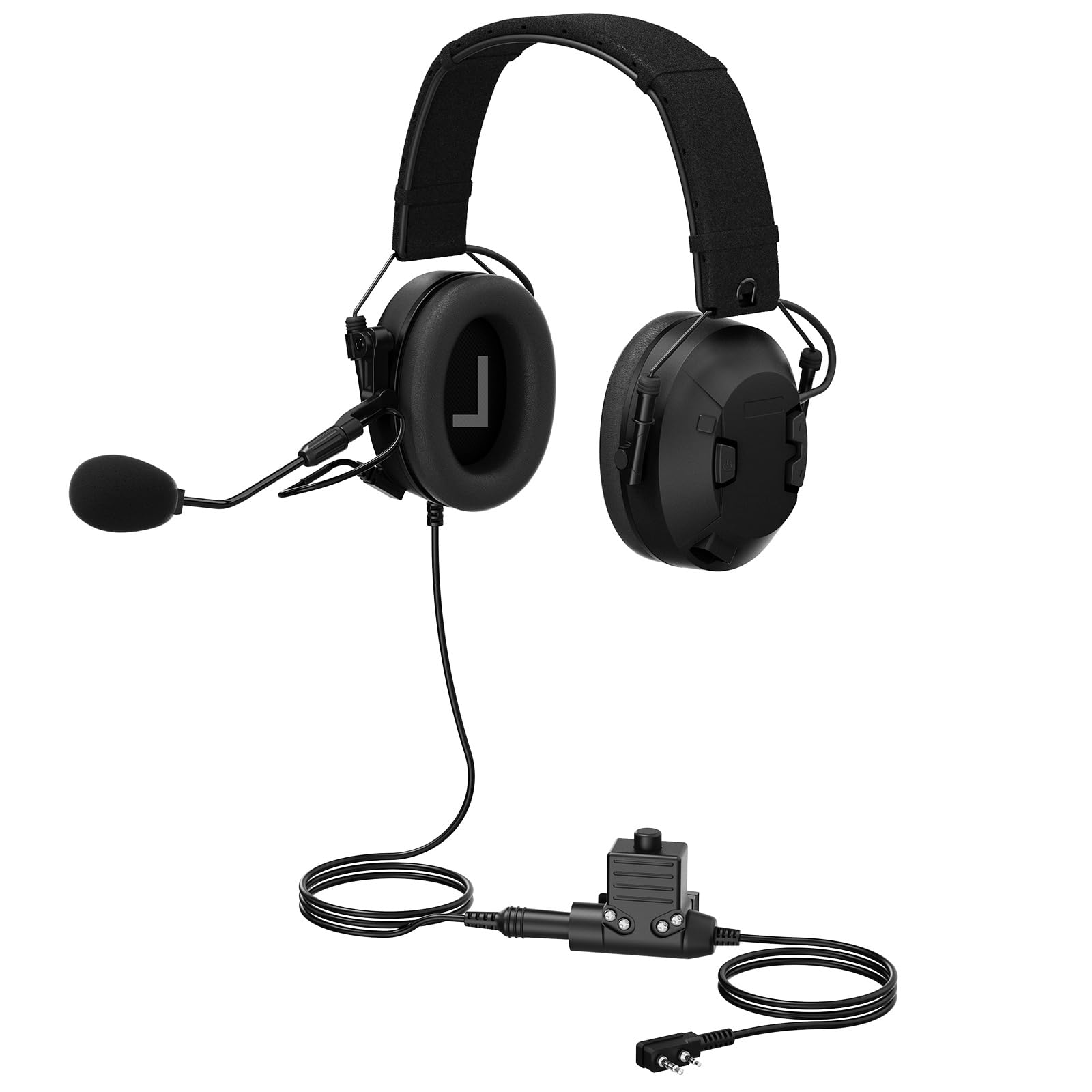 Walkie-Talkie-Elektronik-Ohrenschützer, Comms PTT Gehörschutz, Geräuschreduzierung, bequemes Headset, Funkkommunikation, Kopfhörer für Airsoft, Schießen, Paintball, MilSim, UTV-Starter für UV5R