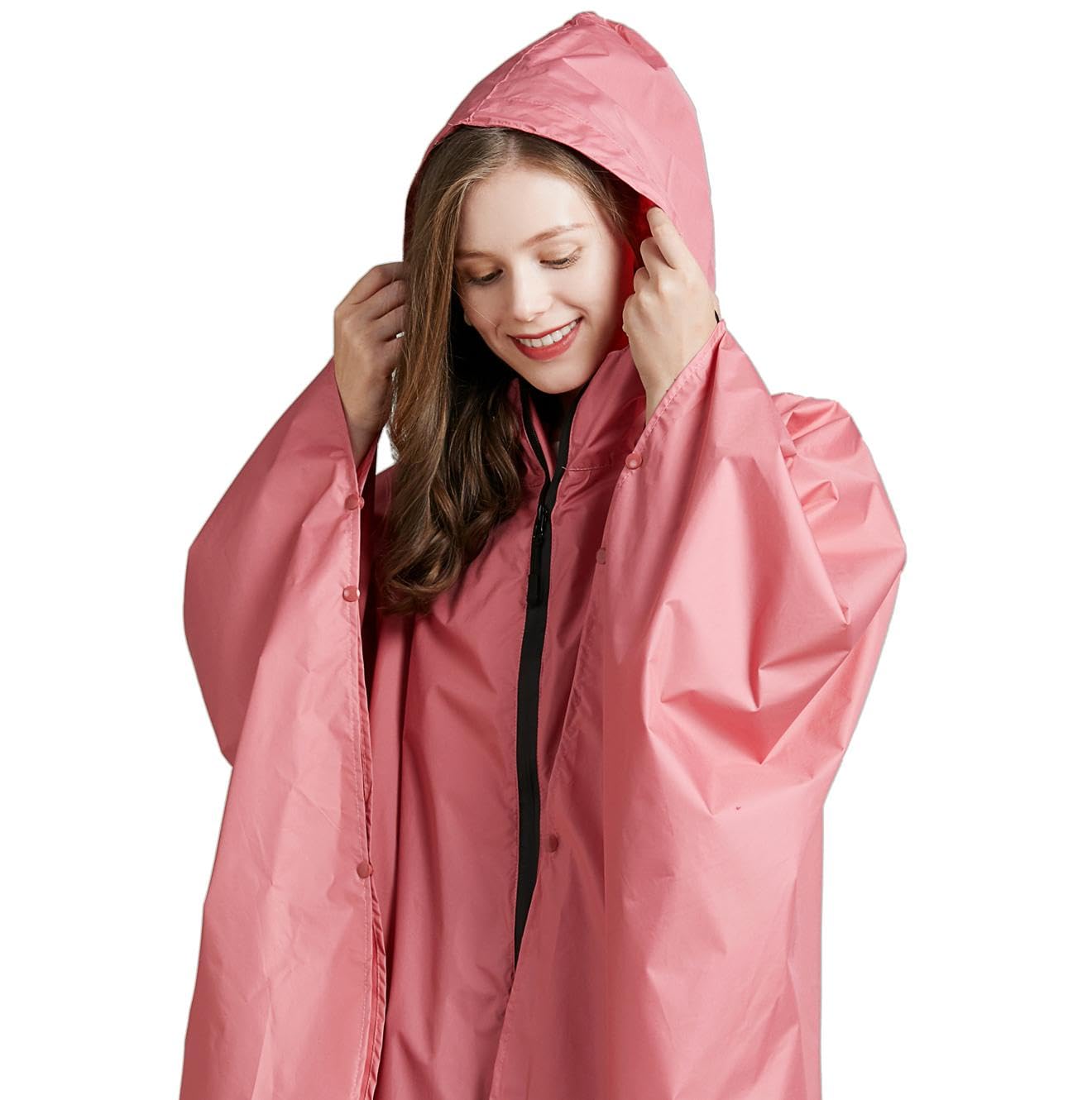 Jewlri Poncho de lluvia impermeable para mujer Poncho de lluvia con estilo Reutilizable Senderismo Ciclismo Outdoor Chaqueta de versátil con capucha