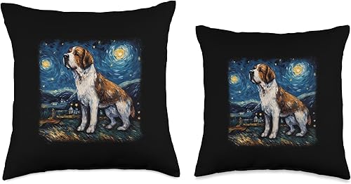 Miniatura 3 de St. Bernard van gogh gift dog women Dog in Starry Night Van Gogh San Bernardo - Almohada (18 x 18 pulgadas), multicolor