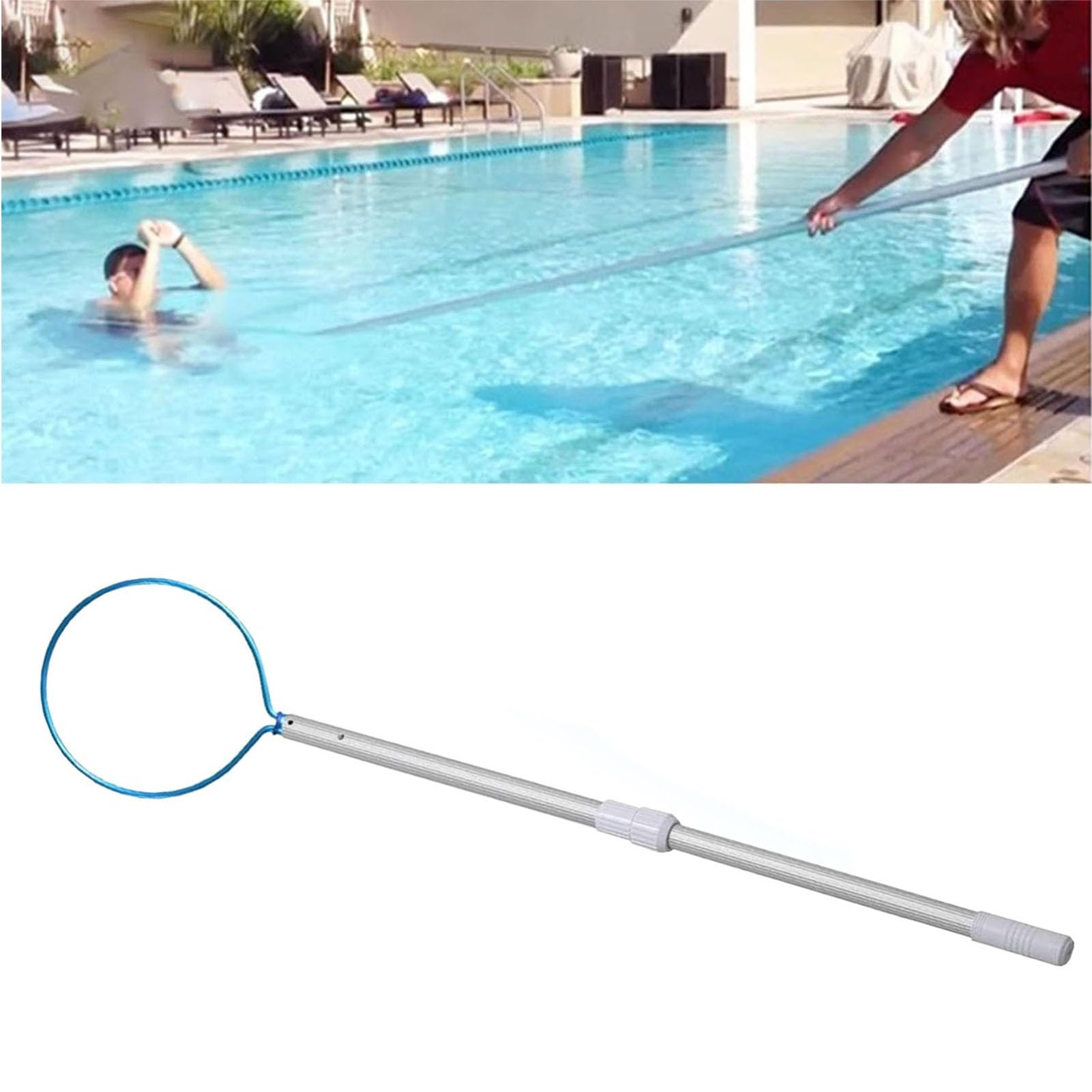 Oracra Pools Safety Hook with Telescopic Pole, Round Emergency Hook/Preserving Saving Rescue Equipment, Special Life-Saving for Struggling Swimmers(500cm(16.4ft))