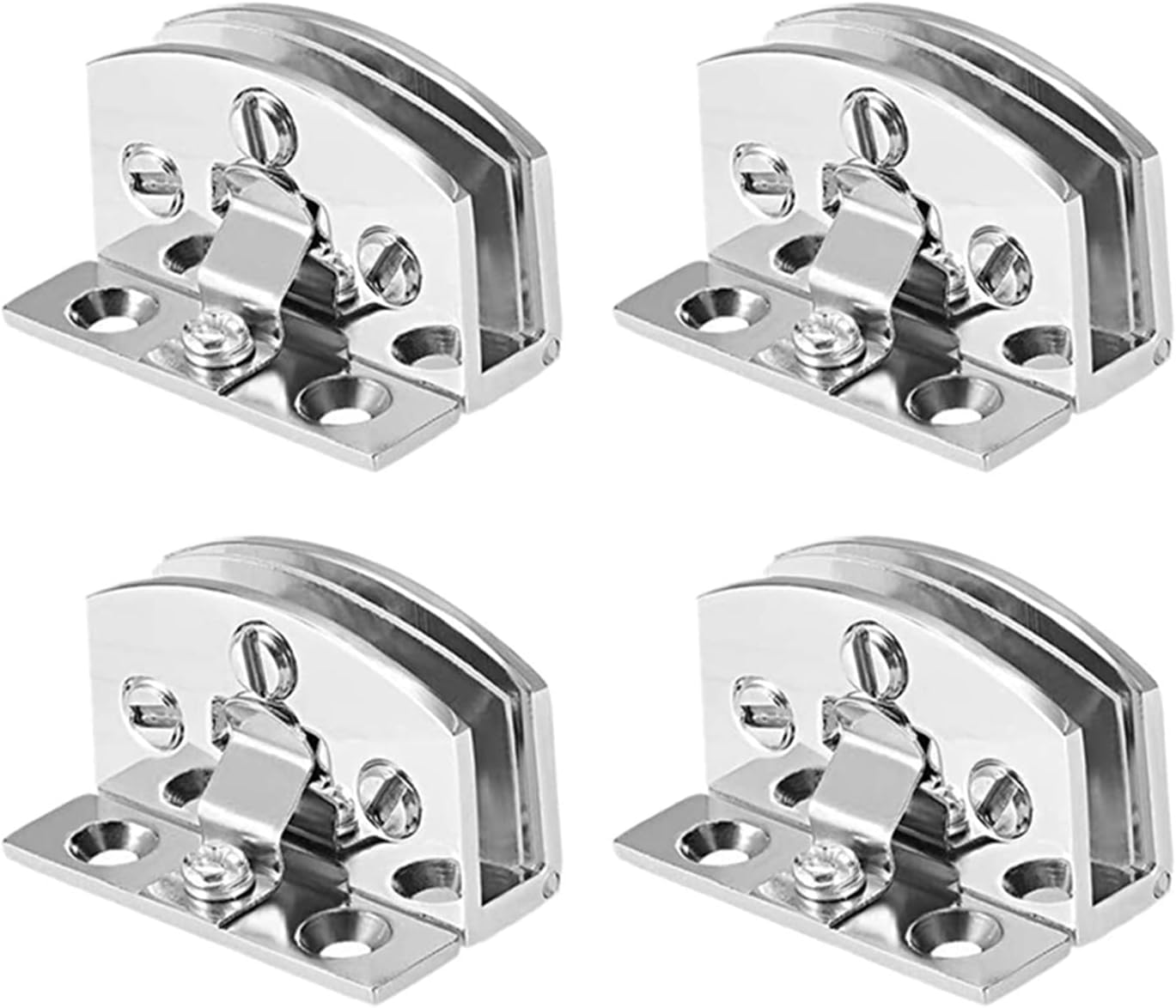 Kyuepong Silver Glass Door Pivot Hinge, 4 Pieces Of Glass Door Hinges, Cabinet Display Clamps Suitable For 5-7Mm Thickness