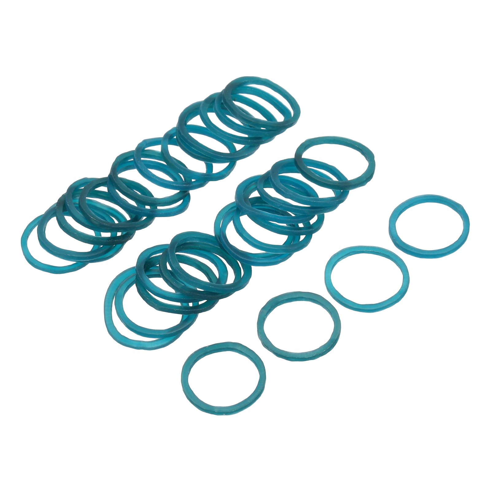 sourcing map 100 Pack Rubber Band Stretchable Rubber Elastic Band Lake Blue 19mm x 1.4mm Hair Rubber Bands for Home Office Hair Dressing Making-up Package