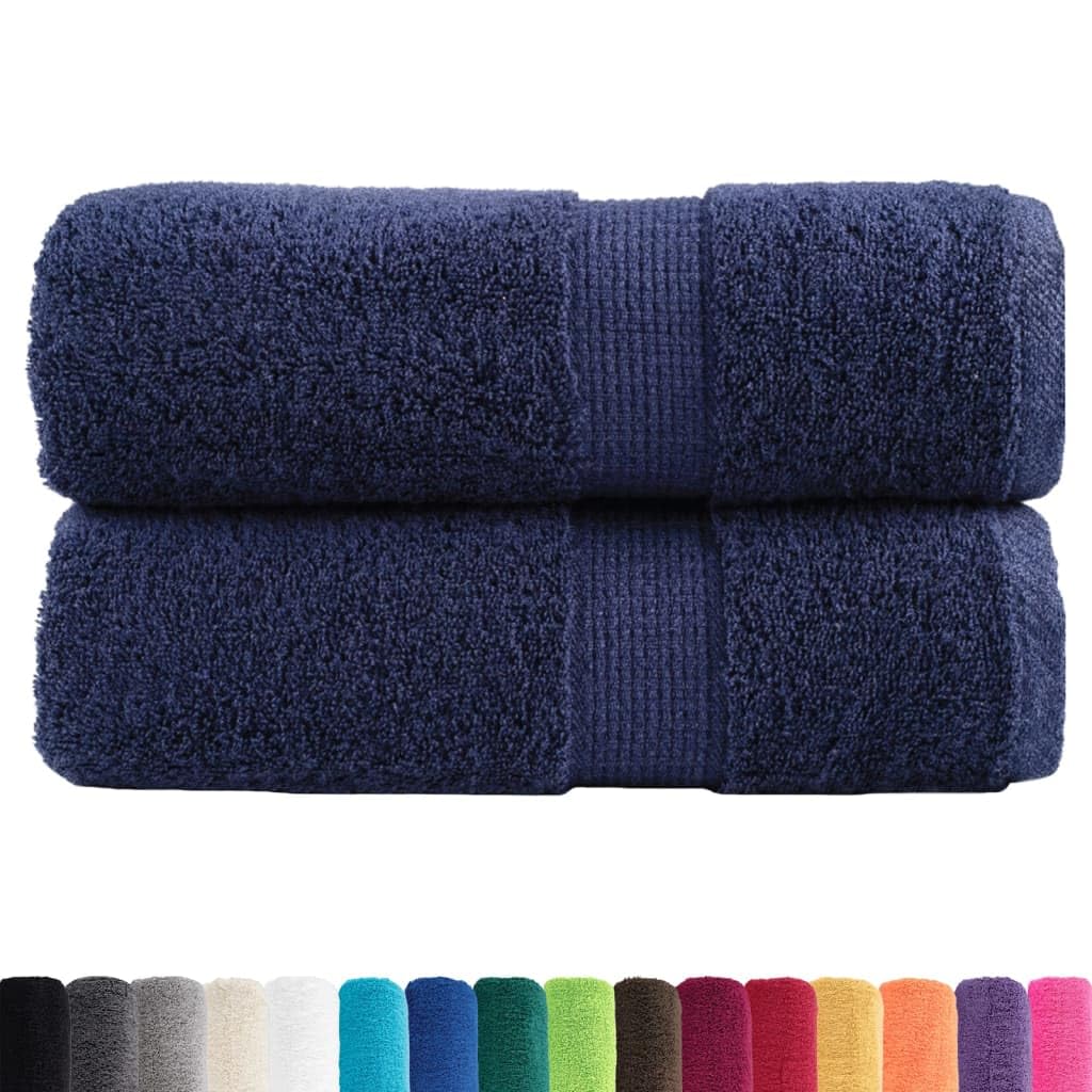 vidaXL - Premium 100% Cotton Washcloths 600gsm Navy Blue 30x30cm, Set of 2 - Soft, Absorbent Bath Towels with Hanging Loop - Multipurpose Face, Hand, Workout, Kitchen, Gym Towels