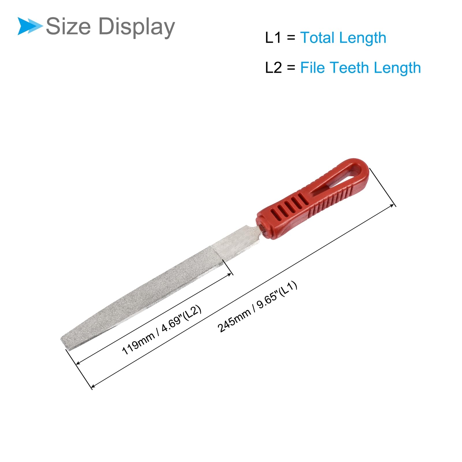 CoCud Diamond File, 6" File Length 10" Total Length, Diamond Coated Flat Sharpening File - (Applications: for Models Grinding) - Image 2