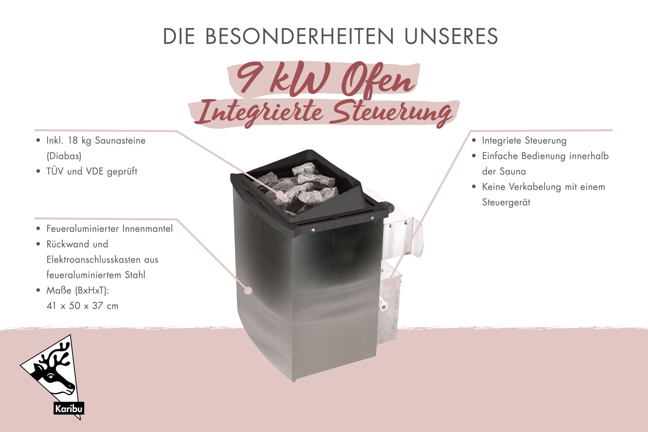 Karibu Würfelsaunahaus Louisa inkl. Ofen 9 kW integr. Strg optional mit Dacheindeckung (mit Dacheindeckung)