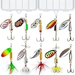 TB Tbuymax Fishing Spinner Baits for Freshwater and Saltwater, 10pcs Rooster Tail Fishing Lures & Spinning Spoons, Hard Metal Baits for Bass Trout Salmon with 2 Tackle Boxes