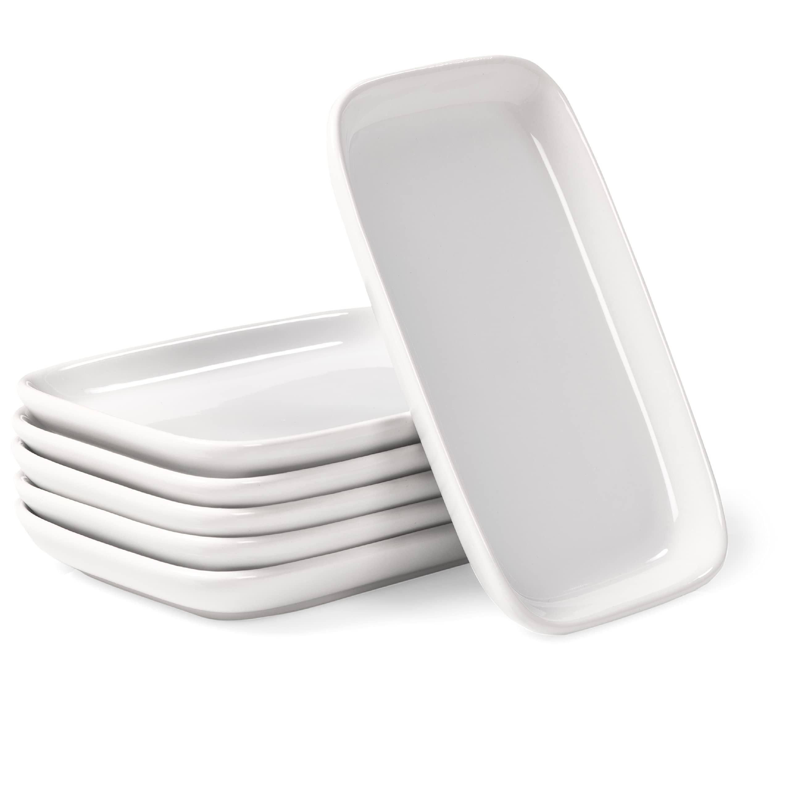 Urban Lifestyle Piatti Mezzetini (bianco) in gres ca. 15 x 9,7 x 1,7 cm, set da 6 pezzi antipasti, antipasti, piatti da dessert mezze, piatti rettangolari, per sushi, lavabili in lavastoviglie