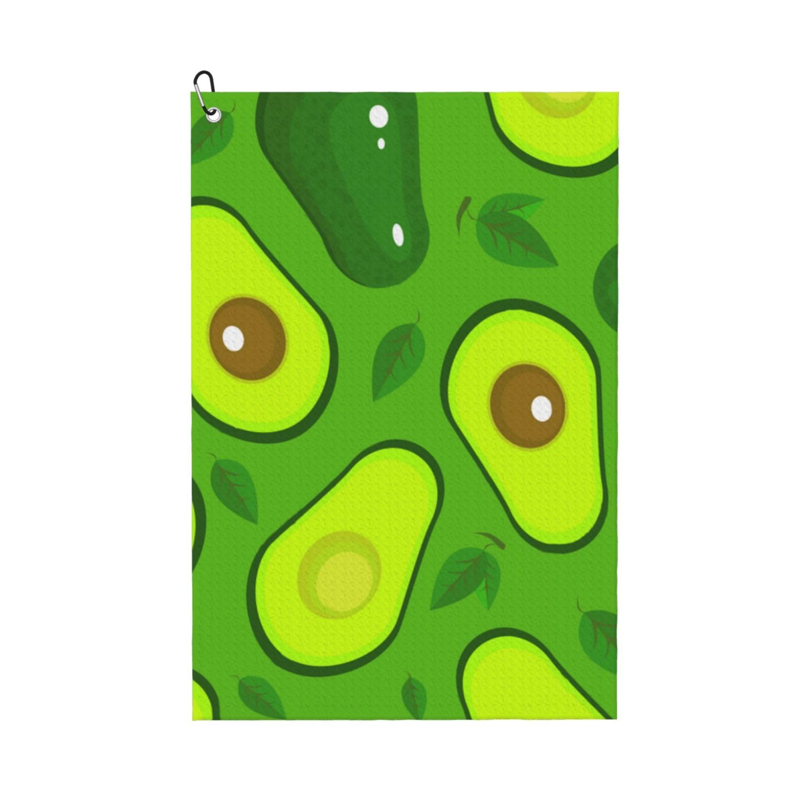Hnnkloy Avocado On Green Food And Drink, 16x24 in Portable Waffle Golf Towels with Carabiner Clip for Golf Bag