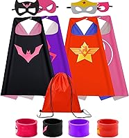 KARAZZO Kids Capes Set with Wristbands - Satin Halloween Cosplay Costumes for Boys Girls Ages 3-12